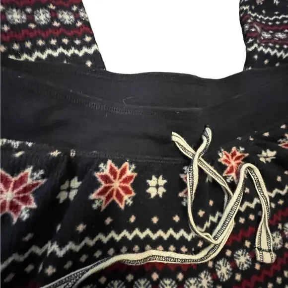 Nautica Sleepwear Two-Piece Set Women Large Cozy Night Winter Fair Isle Blue